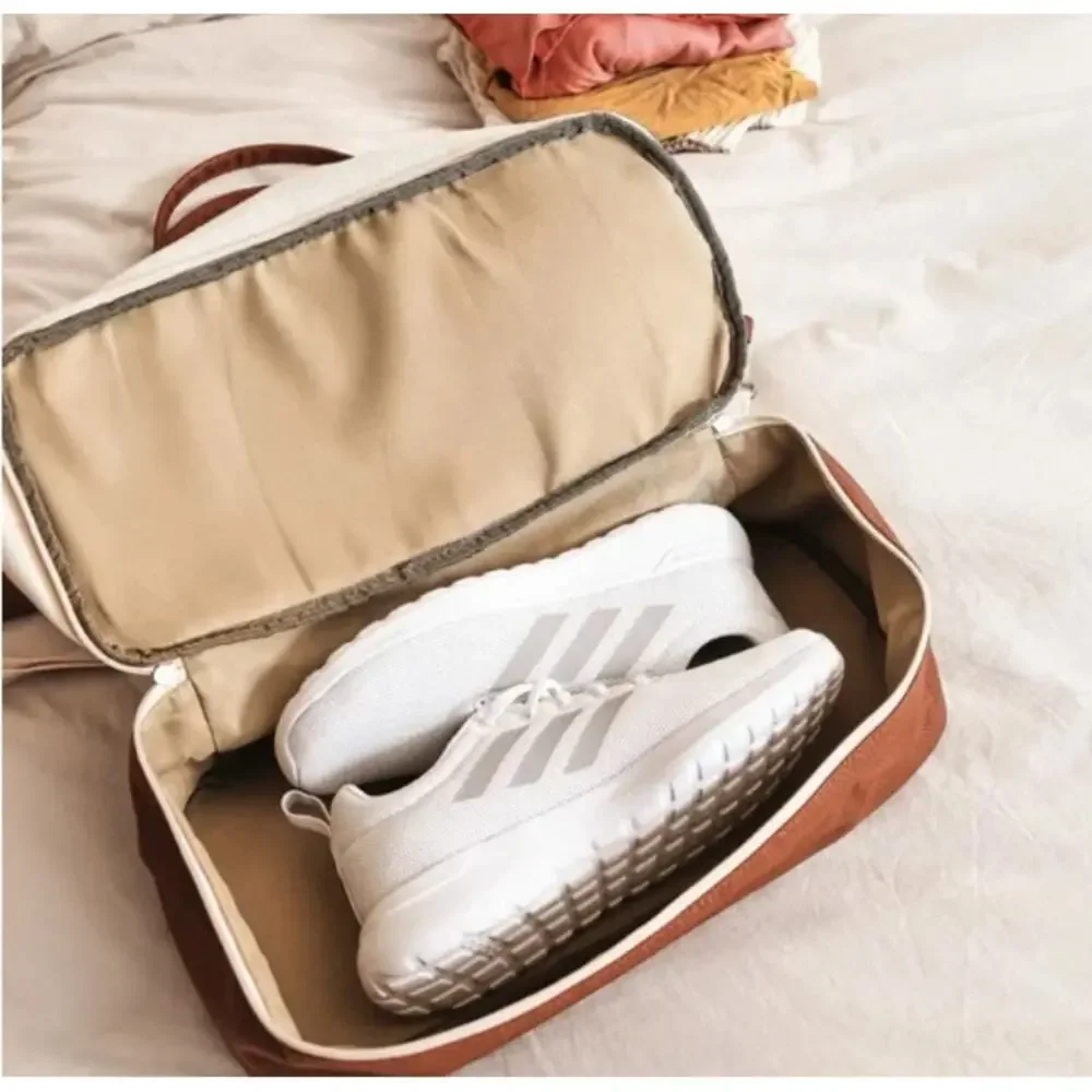 Graf Lantz Canvas & Leather Work + Travel‎ Bag | Cream Tan Carryall Crossbody